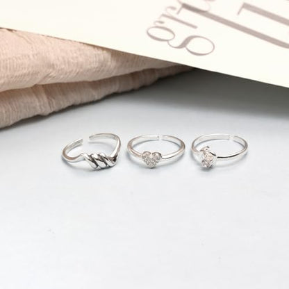 LeCalla 925 Sterling Silver Minimalist Toe Rings Set of Toe Ring Lightweight Simple Antique Open Adjustable Toe-Rings Beach Foot Jewelry Set for Women - color: 04. Trio (3 PCS)