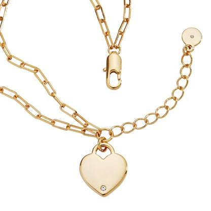 ALEX AND ANI Heart Charm Double Paperclip Chain Braclet - color: Gold