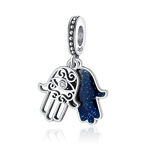 LNQOBU 925 Sterling Silver Charms for Bracelets Necklaces,5A Cubic Zirconias Evil Eye Dangle Beads Charms Jewelry Gift for Women (With one Spacer Beads Charms) - style: A-Evil eye Charm