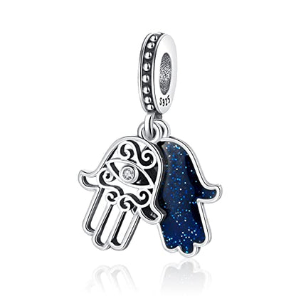 LNQOBU 925 Sterling Silver Charms for Bracelets Necklaces,5A Cubic Zirconias Evil Eye Dangle Beads Charms Jewelry Gift for Women (With one Spacer Beads Charms) - style: A-Evil eye Charm