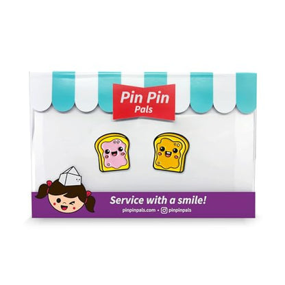 Enamel Pin Set (2 Pins Per Set) for Backpack, Bag, Lapel, Kawaii Button Collector - style: PB & J
