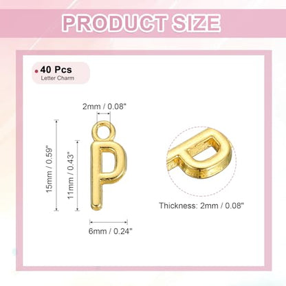 uxcell Letter Charm, Alloy Letter Initial Alphabet Charm for DIY Craft Jewelry Making Bracelets Earrings Necklace - color: Gold - P