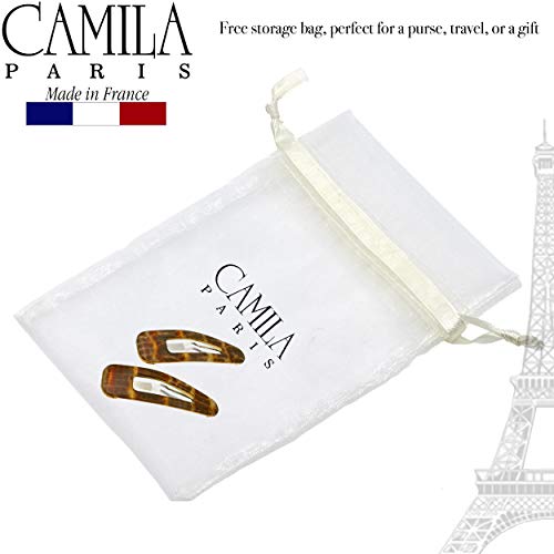 Camila Paris CP3093 French Hair Barrettes Clips, Snap Hair Slides Clic Clac for Women, Styling Girls Side Slide-in Metal Snap Pin Hair Accessories for Women. Strong Hold, No Slip Grip, Made in France - color: Brown 2"
