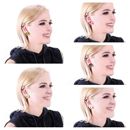 WBRWP 48/32/24/22/20/16/12pcs Ear Tunnels and Plugs - Double Flared Hollow Hard/Soft Silicone Ear Gauges - Ear Expander Stretcher Body Piercing Jewelry 8g-1" - color: 32pcs hard silicone set