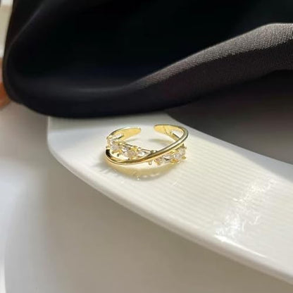 1 Piece Gold Colombian Crystal Adjustable Open Ring, Boho Style for Parties, Weddings, Casual Wear & Gift for Women