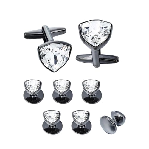 Men's Cufflinks Stud Earrings Set Best Gifts for Wedding Black Red Shirt Accessories - color: white-Fruit peach5
