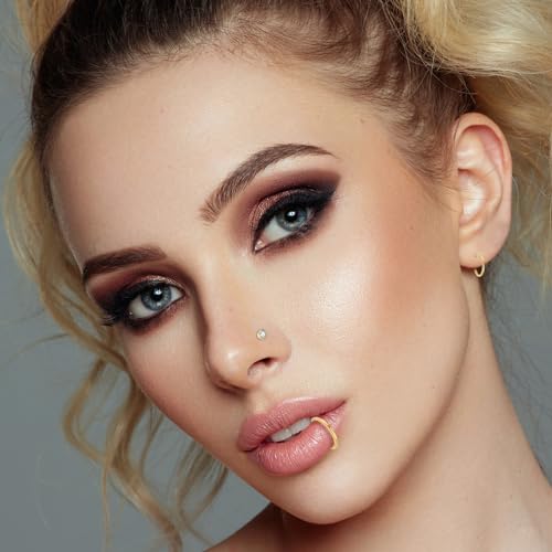 Surgical Steel Nose Ring 16G 18G L Shape Nose Studs Body Piercing for Women - color: D-Rose Gold