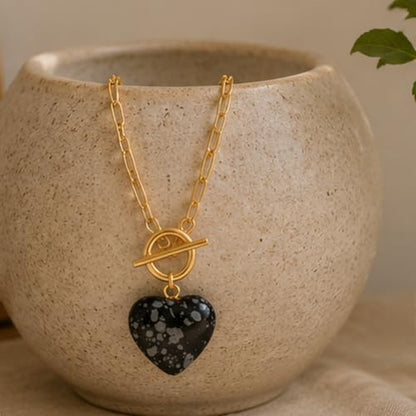 Teardrop CZ Pendant Paperclip Chain Necklace 18K Plated Paperclip Toggle Necklace Jewelry Birthstone Gift for Women - color: Snowflake stone