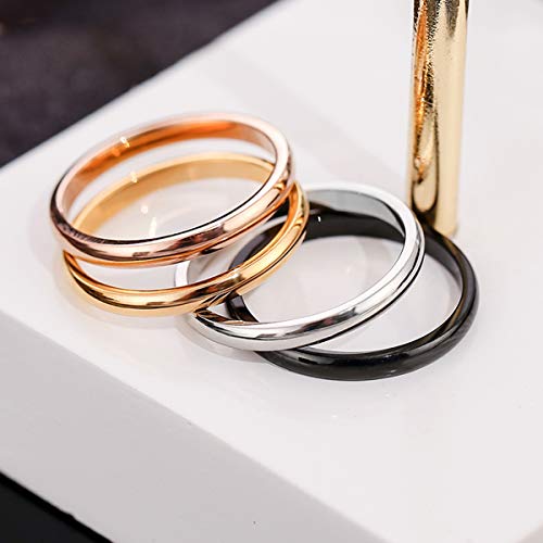 CCBFY 2 MM 4 MM Stainless Steel Ring Jewel Roman Numerals Stackable High Polish Plain Dome Tarnish Resistant Comfort Fit Ring Wedding Band Size 3-15 - color: 2mm - Gold