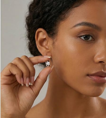 Reffeer Solid 925 Sterling Silver Flower Hoop Earrings Huggie for Women Teen Girls Daisy Hoop Earrings Cartilage Helix Earrings - color: A-Silver