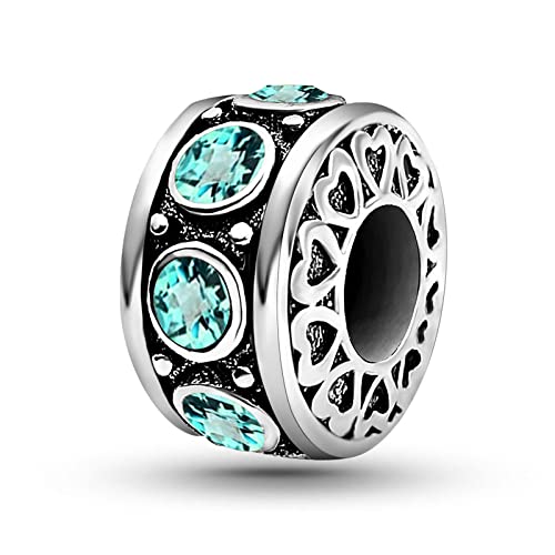 KunBead January-December Birthstone Birthday Heart Bead Charms Compatible with Pandora Bracelet for Mom Daughter Grandma Granddaughter Nana Auntie Wife Sister Best Friend - color: DEC