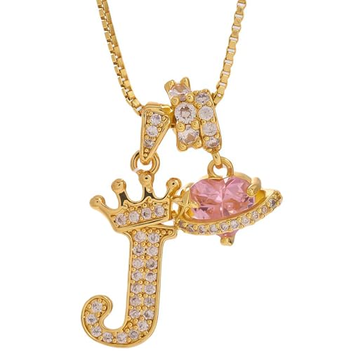18K Gold & Silver Plated Initial Necklaces for Women - color: J-Gold