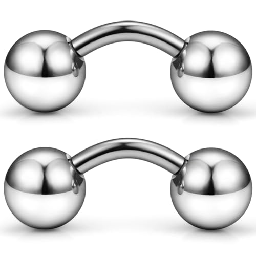 G23 Titanium 16G 14G 12G Big Piercing Balls PA Rings Piercing Jewelry Hypoallergenic Externally Threaded Curved Barbell VCH Piercing Jewelry Women Men 6mm 8mm 10mm Balls - style: 12G Titanium-6mm bars-6mm balls