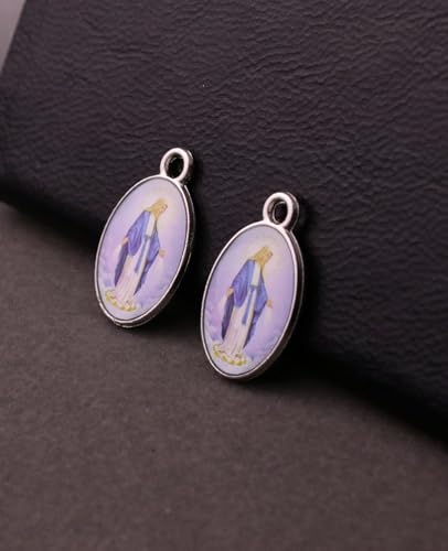 Saint Therese of Lisieux/Saint Mother Teresa of Calcutta/Divine Mercy Jesus/Mater Dolorosa Patron Saint Medal Charm Pendant for DIY Rosary Necklace Bracelet Jewelry Making Part - color: 30pcs-Enamel Our Lady of Grace