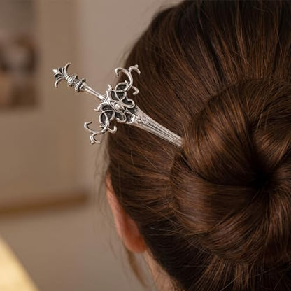 Sword Hair Pin Set, 4 Pcs Gothic Viking Hair Accessories for Women Medieval Hairs Sticks Fantasy Renaissance Hairs Jewelry Cosplay Hairpins Retro Metal Chopsticks Viking Themed Halloween Gifts