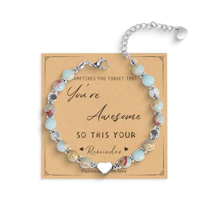 Beaded Bracelet for Women - Inspirational Sometimes You Forget You're Awesome Friendship Jewelry, Dainty Birthday Gift for Best Friends, Mom, Sister, Daughter - style: You are Awesome