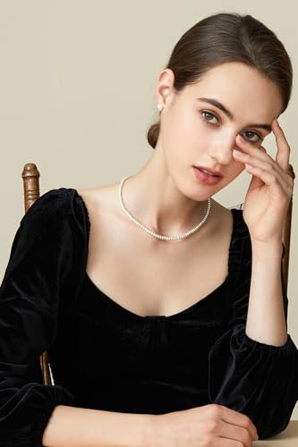 BABEYOND Round Imitation Pearl Necklace Wedding Pearl Necklace for Brides - color: White, size: 4mm