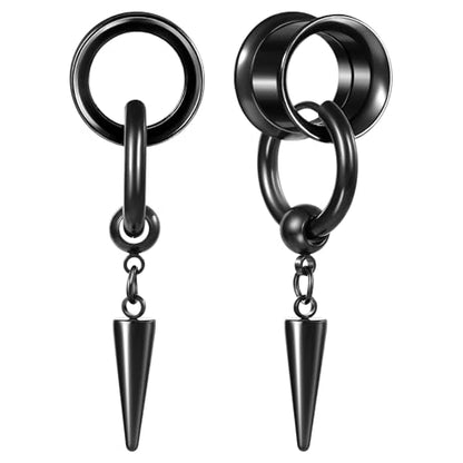 Aienid 2 Pcs Stainless Steel Dangle Gauges, 6mm-20mm Ear Tunnels Expander Plugs Stretcher Piercing Body Jewelry for Men Women - color: Cone, size: 6mm (2G)
