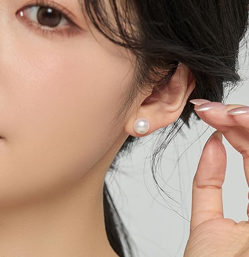 Stainless Steel Faux Pearl Stud Earrings for Women, 5 Pairs Classic Pearl Earrings Set