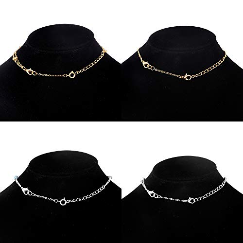 Softones 12-18Pcs Ankle Bracelets Extenders-Extension for Womens Jewelry(1 2 3 Inch),with Lobster Clasp and O-Clasp from Gold Silver Rose Gold - color: A:6-Lobster clasp 6-O-clasp