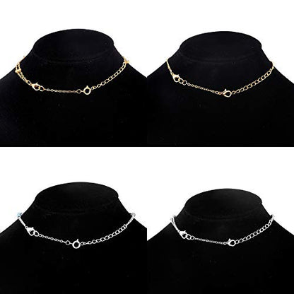 Softones 12-18Pcs Ankle Bracelets Extenders-Extension for Womens Jewelry(1 2 3 Inch),with Lobster Clasp and O-Clasp from Gold Silver Rose Gold - color: A:6-Lobster clasp 6-O-clasp