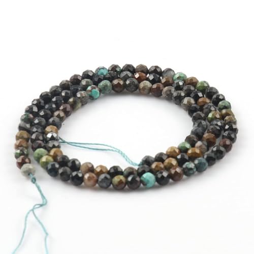 90pcs 4mm Natural African Turquoise Gemstone Beads Faceted Round Loose Stone Beads for Jewelry Making - color: African Turquoise, size: 3.7-4.2mm