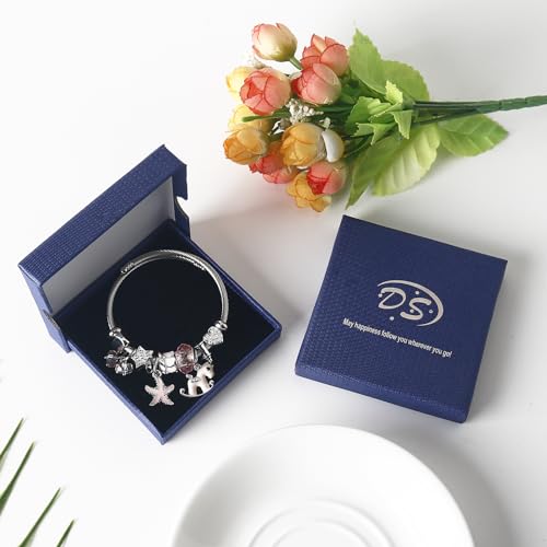 DS Charm Bracelets for girls,exquisite cute cartoon friendship bracelets Silver Stainless Steel Bangle with birthday Gift box, Adjustable girls jewelry Suitable for holiday gifts - style: Silver-Pink Pony