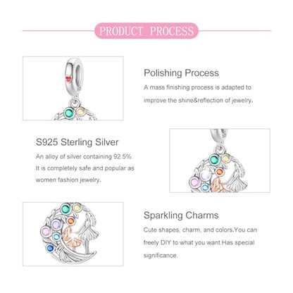 S925 Sterling Silver Cute Bead Charm for Pandora Bracelets and Necklaces | Lucky Clover Cute Animal Pink Bow Cherry Butterfly Pendant Bead Charms Jewelry Making Gifts for Women Valentines Mother's Day - style: Mother's Love Dance Charm