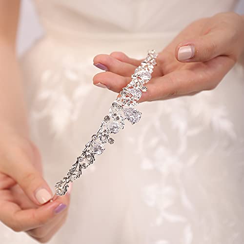 JWICOS Silver Crystal Queen Tiara and Crown for Women and Brides Fairytale Rhinestones Wedding Tiara Crown Hair Accessories for Brides - color: Silver