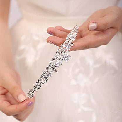 JWICOS Silver Crystal Queen Tiara and Crown for Women and Brides Fairytale Rhinestones Wedding Tiara Crown Hair Accessories for Brides - color: Silver