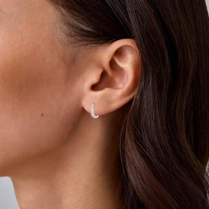 micuco 3 Pairs Small Hoop Earrings Tiny Cartilage Earrings for Women Men | Cubic Zirconia Earrings Huggie Hoop Ear Piercing Earrings for 8mm 10mm 12mm - color: 16# Silver 8mm