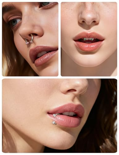 16G F136 Titanium Internal Thread Horseshoe Septum Nose Ring Piercing Jewelry Circular Barbell Helix Snug Tragus Rook Daith Cartilage Earring Lip Ring Piercing Jewelry for Women Men 8MM 10MM - style: 16G, 8MM Length, AB CZ