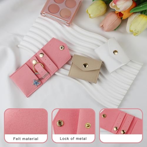 Mini Travel Jewelry Roll Bag with Buckle, Portable Foldable Travel Jewelry Case, Microfiber Small Jewelry Bags for Rings, Earrings, Necklaces (Grey) - color: Grey