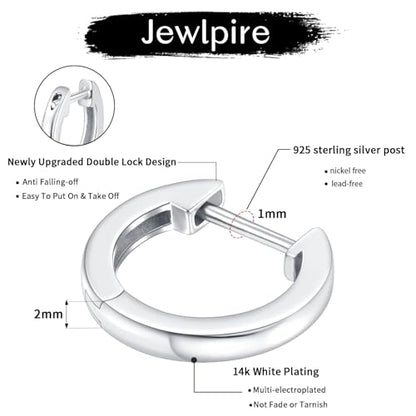 14K Gold Plated Hoop Earrings for Women with 925 Sterling Silver Post, Lightweight Small Hoop Earrings 15mm/20mm Huggie Hoop Earrings - color: 925 Sterling Silver, size: 20MM