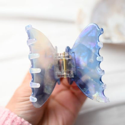 Handmade Celluloid Acetate French Design Barrettes Tortoise Shell Claws Hair Claw Luxury Fashion Accessories Hair Clip for Women (aespa blue) - color: aespa blue