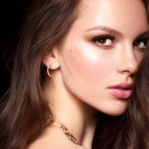 SANDRA REDD Gold Hoop Earrings 14K Gold Earrings for Women Gold Earrings | Cubic Zirconia 14K Gold Hoop Earrings for Women Hypoallergenic Lightweight Gold Hoop Earrings for Women 25/30/40mm - size: 25mm