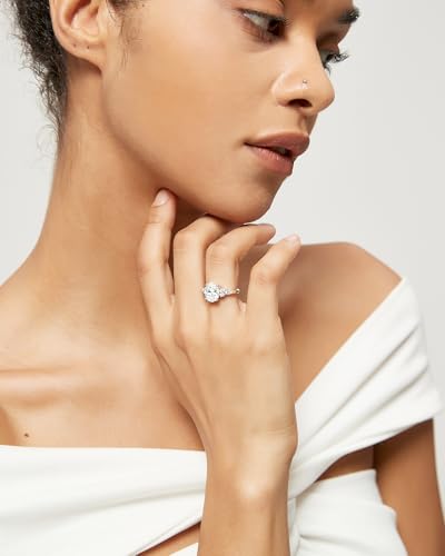 TIGRADE 3CT Engagement Ring Oval Cut Cubic Zirconia Marquise Round CZ Eternity Wedding Band for Women Size 3-12 - color: Silver