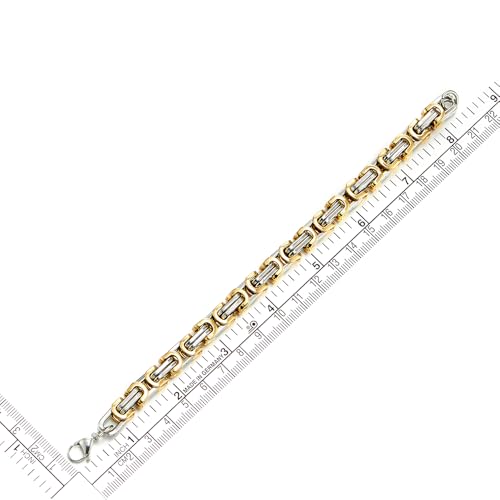 COOLSTEELANDBEYOND Mens Women New Stainless Steel Braided Link Bracelet Polished - color: D-Metal Color: Silver & Gold