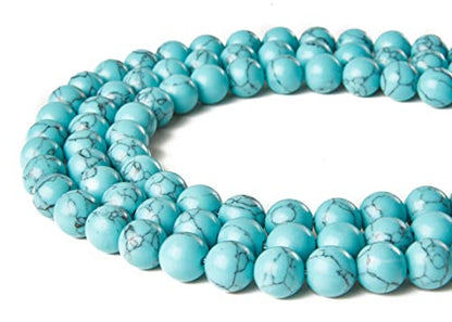 100pcs 10mm Blue Turquoise Beads Natural Gemstone Beads Round Loose Beads for Jewelry Making - color: Blue Turquoise, size: 10mm