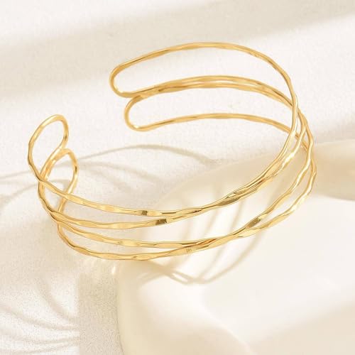 Harry and Henry Arm Cuff Gold Upper Arm Jewelry for Women Adjustable Open Cuff Bangle Bracelets Armband Jewelry Summer Outfits for Women 2026 - color: A:Gold Arm Cuff