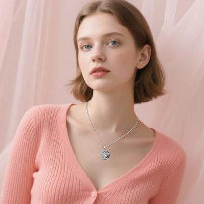 JUSTKIDSTOY Birthday Gifts for Women Girls 925 Sterling Silver Celtic Moon Star Necklace with Blue Crystal Pendant Jewelry for Sister Friends - style: 15th