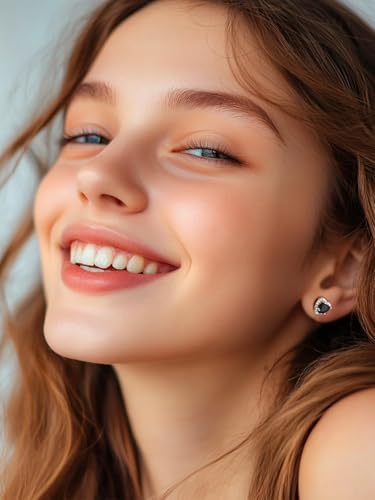 Bestyle Sparkling 925 Sterling Silver Birthstone Stud Earrings for Women, Heart/Round/Teardrop/Square Solitaire Diamond Studs Earrings, Great Birthday/Christmas Gifts - style: 00. Black Onyx-heart