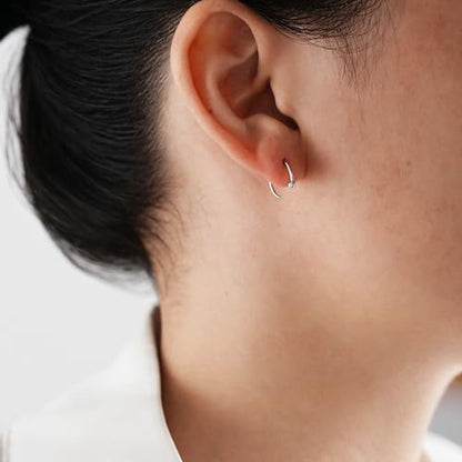 CHIC & ARTSY Half Hoop Earrings 925 Sterling Silver Huggie Earrings for Women Hypoallergenic Sterling Silver Small Huggie Hoop Earrings for Women - color: #6 half hoop