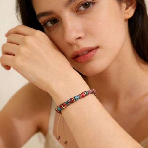 7 Chakra Bracelet Bohemian Handmade Leather Wrap Healing Protection Natural Stone Yoga Beaded Bracelets Boho Friendship Jewelry - color: Purple Red
