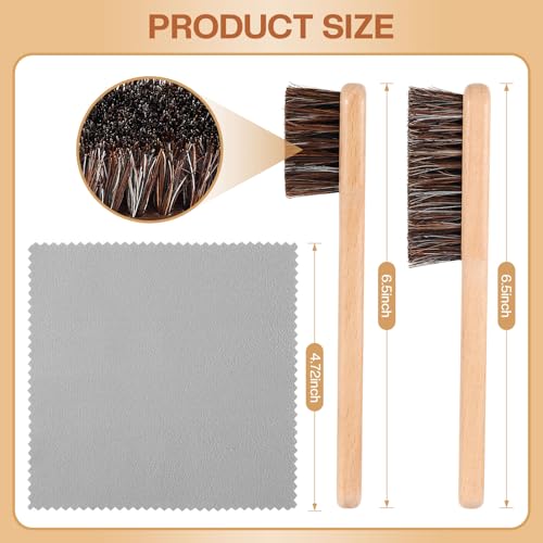 4 Pcs Horsehair Silver Cleaning Dauber Brushes Sterling Detail Polish Applicator Set with Polishing Cloth for Silverware Plateware Jewelry Cleaner(Style C) - style: Style C