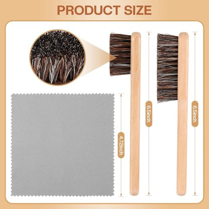 4 Pcs Horsehair Silver Cleaning Dauber Brushes Sterling Detail Polish Applicator Set with Polishing Cloth for Silverware Plateware Jewelry Cleaner(Style C) - style: Style C