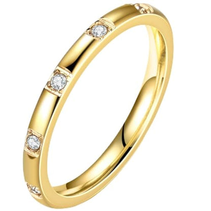 JUDE Jewelers 2mm Stainless Steel Eternity Wedding Band Stackable Ring - color: Gold