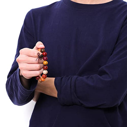 Eigso 6-8mm Wood Beads Bracelet Prayer Beads for Meditation Buddha Tibetan Bracelet for Men and Women - color: B3:10MM 8 Treasure Wood