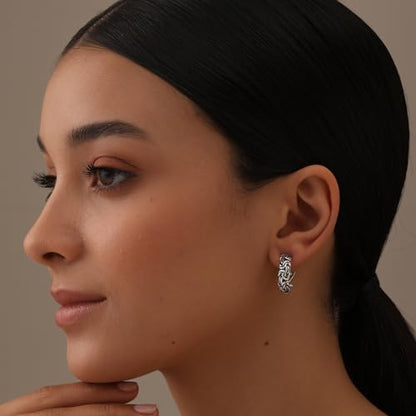 LeCalla 925 Sterling Silver Omega Back Stud Earrings for Women | Classic Pierced Omega Closure Earring | Earring Jewelry Gift for Her, Wife or Girlfriend | Daily Wear & Special Occasion Earring - color: Byzantine Omega Clip