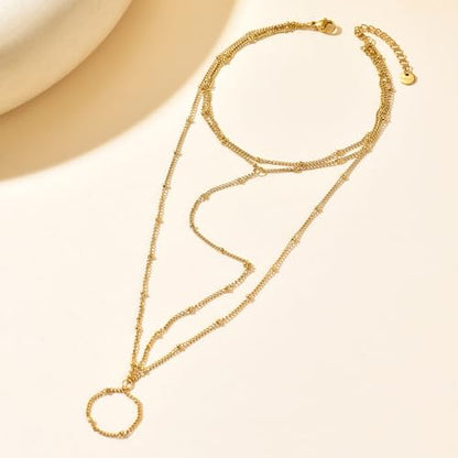 Dainty Gold Adjustable Barefoot Anklet Jewelry for Vacation Wear - color: Three Layers Satellite-GD